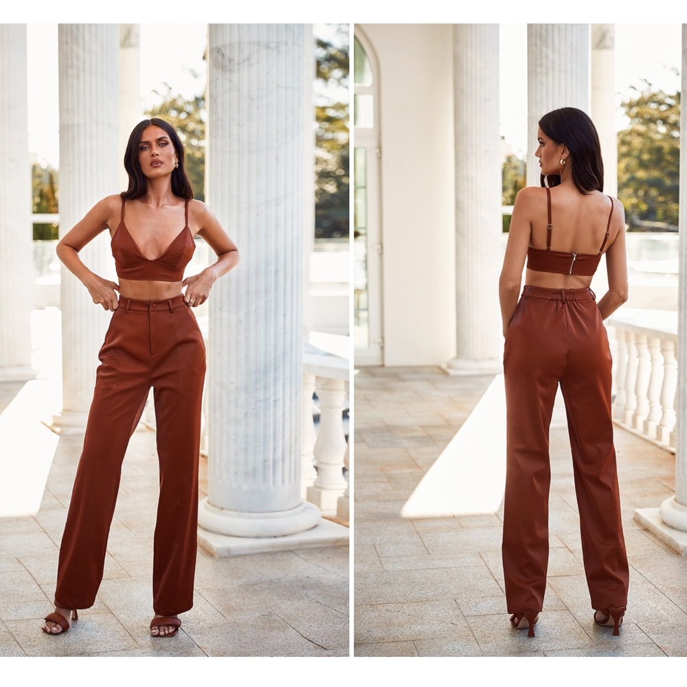 NWT ALAMOUR THE LABEL Rowan Pants, Brown XS